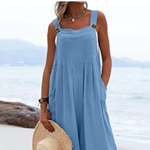 Kelsidress Blue Wide Leg Tank Jumpsuit